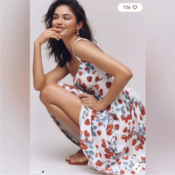 Reformation Balia Linen Sleeveless Basque-Waist Midi Dress - Picture 9 of 14